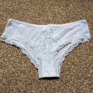 Auden White Satin Lace Mesh Underwear